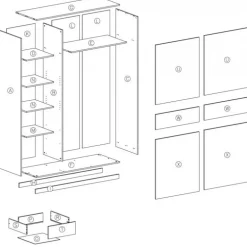 LIMA S-1 - Garderobeskab med skydedøre B153 x H210 - Sonoma eg. / Hvid