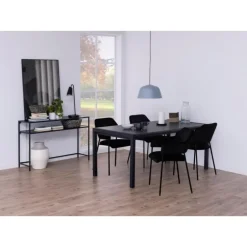 Lima spisebordsstol med armlæn sort stof