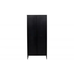 Lima Vitrineskab 80x180 cm med 2 låger og 4 hylder - glas og sort stål