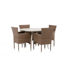 Lina Rundt Loungesæt - Havemøbelsæt - Beige,Natur