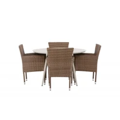 Lina Rundt Loungesæt - Havemøbelsæt - Beige,Natur