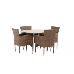 Lina Rundt Loungesæt - Havemøbelsæt - Beige,Natur