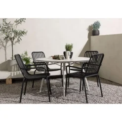 Lina Rundt Loungesæt - Havemøbelsæt - Beige,Sort