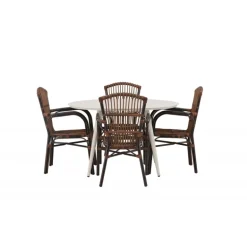 Lina Rundt Loungesæt - Havemøbelsæt - Beige,Brun