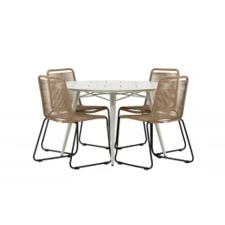 Lina Rundt Spisebordssæt - Beige,Brun