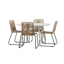 Lina Rundt Spisebordssæt - Beige,Brun