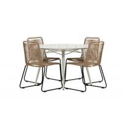 Lina Rundt Spisebordssæt - Beige,Brun