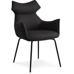 Liva Spisestuestol med armlæn - Sort stel - Onyx Black Bull microfiber læder