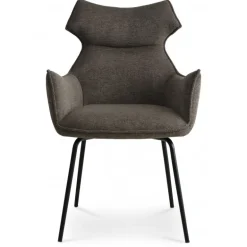 Liva Spisestuestol med armlæn - Sort stel - Sephia Brun stof