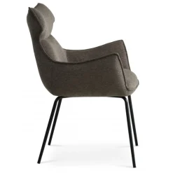 Liva Spisestuestol med armlæn - Sort stel - Sephia Brun stof
