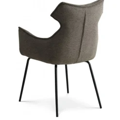 Liva Spisestuestol med armlæn - Sort stel - Sephia Brun stof