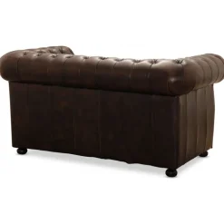 Liverpool 2 pers. Chesterfield sofa - Brun ægte læder