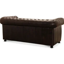Liverpool 3 personer Chesterfield sofa - brun ægte læder