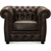Liverpool Chesterfield lænestol Brun ægte læder