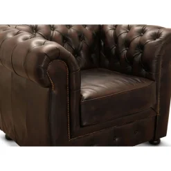Liverpool Chesterfield lænestol Brun ægte læder