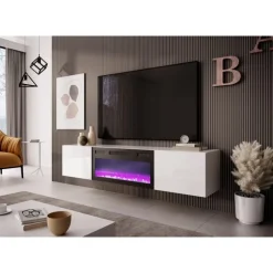 LIVO RTV 180 TV bord med pejs, Hvid