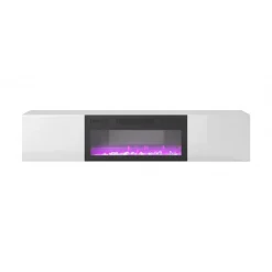 LIVO RTV 180 TV bord med pejs, Hvid