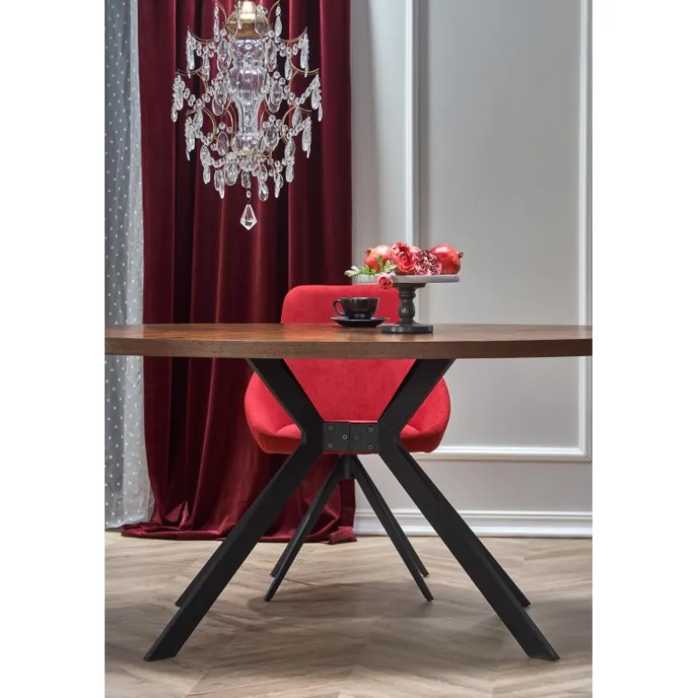 LOCARNO bord, - Valnød / Sort