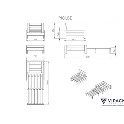 Loftseng med skrivebord og sovesofa – Pino 90 × 200 cm, grå