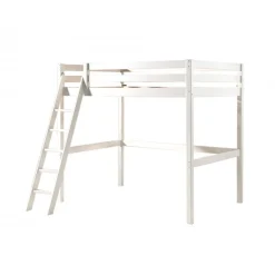 Loftseng 140x200 – Pino høj seng i hvid fyrretræ