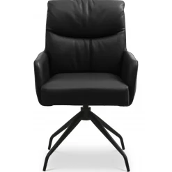 Lotus Spisebordsstol med armlæn - Sort Semianilinlæder