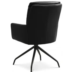 Lotus Spisebordsstol med armlæn - Sort Semianilinlæder