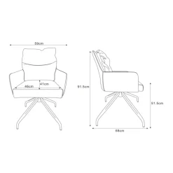 Lotus Spisebordsstol med armlæn - Sort Semianilinlæder