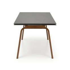 LOZANO Spisebord med udtræk, Sort marmor / Valnød