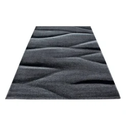 Lucca Kortluvet tæppe Bølge - Sort