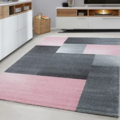 Lucca Kortluvet tæppe Ternet - Pink