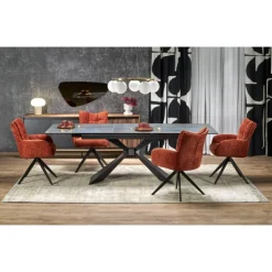 LUCIANO 180cm kan udvides til 230 cm Spisebord med udtræk - Blå marmor / Sort