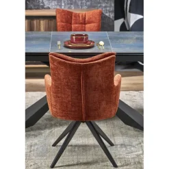 LUCIANO 180cm kan udvides til 230 cm Spisebord med udtræk - Blå marmor / Sort