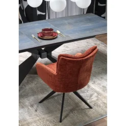 LUCIANO 180cm kan udvides til 230 cm Spisebord med udtræk - Blå marmor / Sort