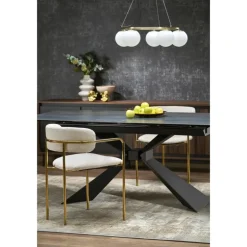 LUCIANO 180cm kan udvides til 230 cm Spisebord med udtræk - Blå marmor / Sort