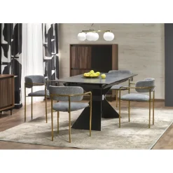 LUCIANO 180cm kan udvides til 230 cm Spisebord med udtræk - Blå marmor / Sort