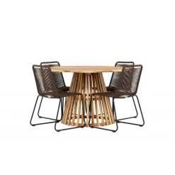 Lumpur Havesæt Ø120 med 4 x Brune Lindos havestole