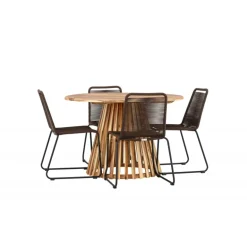 Lumpur Havesæt Ø120 med 4 x Brune Lindos havestole