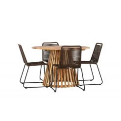 Lumpur Havesæt Ø120 med 4 x Brune Lindos havestole