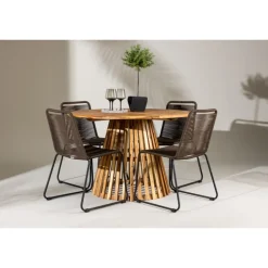 Lumpur Havesæt Ø120 med 4 x Brune Lindos havestole