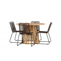 Lumpur Havesæt Ø120 med 4 x Brune Lindos havestole