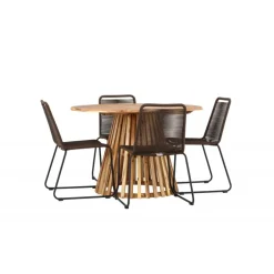 Lumpur Havesæt Ø120 med 4 x Brune Lindos havestole