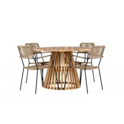 Lumpur havesæt Ø120 med 4 x Lindos Havestole