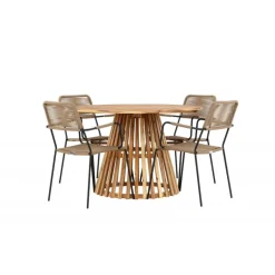 Lumpur havesæt Ø120 med 4 x Lindos Havestole