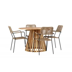 Lumpur havesæt Ø120 med 4 x Lindos Havestole