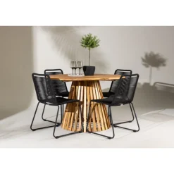 Lumpur Havesæt Ø120 Natur med 4 Lindos havestole