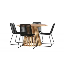 Lumpur Havesæt Ø120 Natur med 4 Lindos havestole