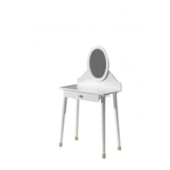 Makeupbord Billy – hvid satin med spejl og skuffe