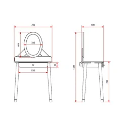 Makeupbord Billy – hvid satin med spejl og skuffe