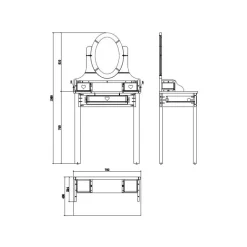Makeupbord med spejl – Amori, hvid