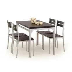 MALCOLM Bord + 4 Spisebordsstole - wenge